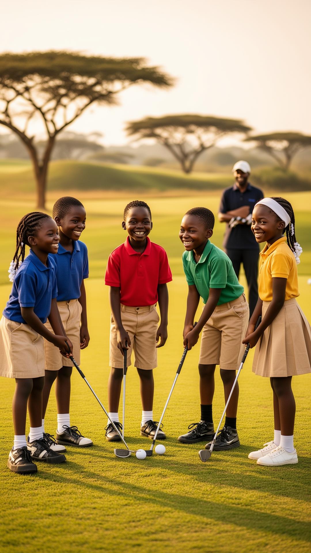 Young Kenyan juniors learning golf